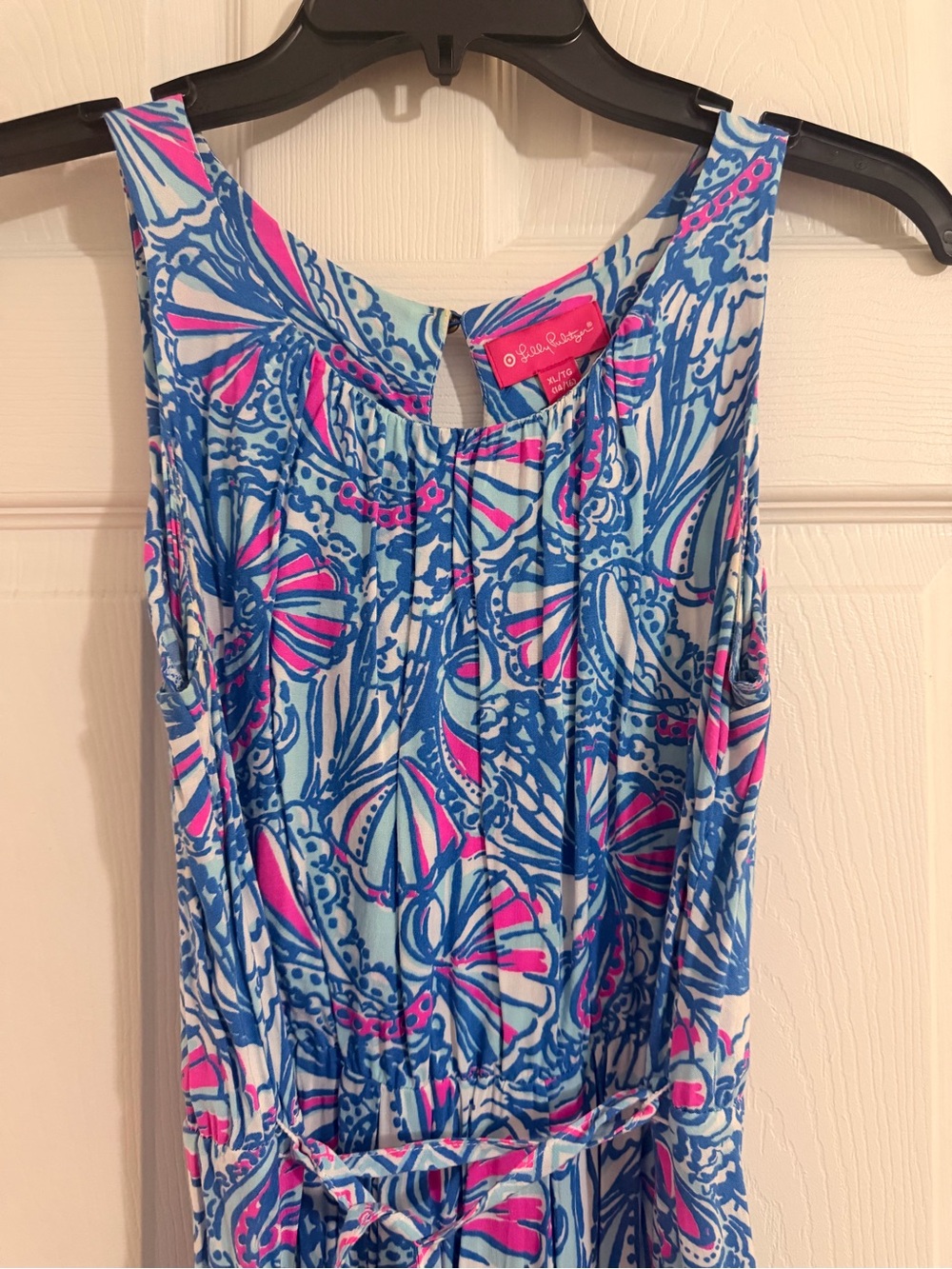 Lilly Pulitzer Blue and Hot Pink Shell-Pattern Dress